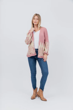 Saco Pampa Manga Globo Rosa y Crudo - comprar online