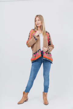 Saco Etnico de Mohair c/capucha Camel