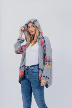 Saco Etnico c/capucha Gris