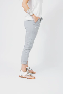 Pantalon Babucha Elastizado Strass Gris