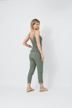 Pantalon Babucha Elastizado Strass Verde Militar - comprar online