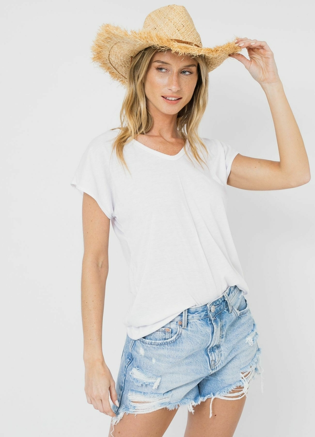 Remera Basica Blanca Escote V thumbnail 2