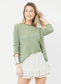 Sweater Basico de Hilo Verde Seco