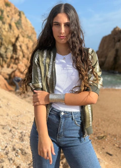 Chaqueta Seda Crudo y Verde - MADE IN ITALY
