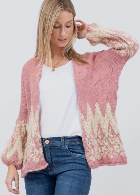 Saco Pampa Manga Globo Rosa y Crudo - comprar online