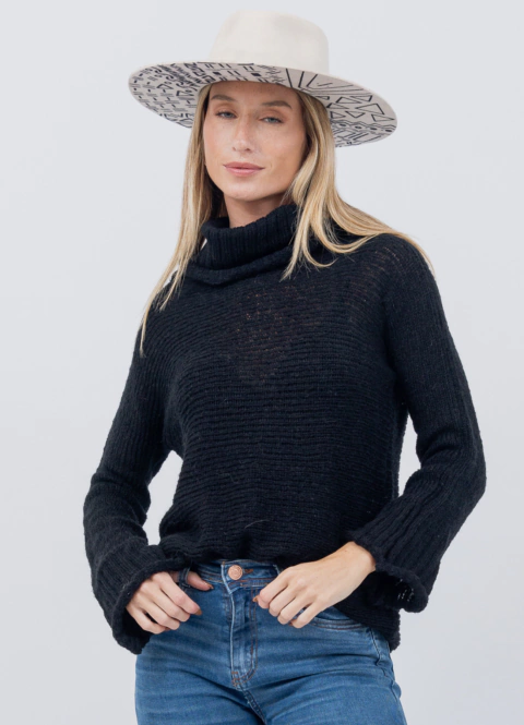 Polera Doble Lana Negra - comprar online