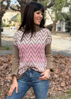 Polera Folk Rosa & Camel