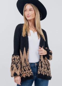 Saco Pampa Manga Globo Negro y Camel - comprar online