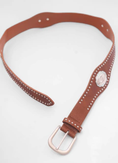 Cinturón Boho Western con Apliques Metálicos Marron - comprar online
