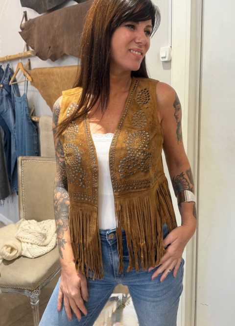 Chaleco Gamuza Sintetica C/ Tachas - comprar online