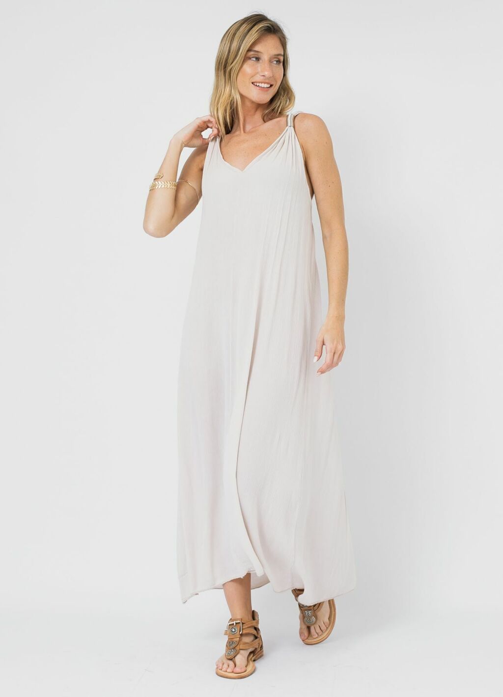 Vestido Largo Apliques Crudo thumbnail 3