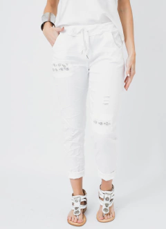 Pantalon Babucha Elastizado Sahara Blanco