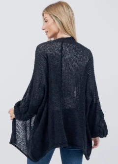 Saco Manga Globo Bordado Margaritas Negro en internet