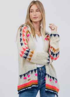 Saco Etnico de Mohair c/capucha Crudo - comprar online