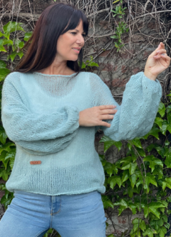 Sweater Manga Globo Celeste - comprar online
