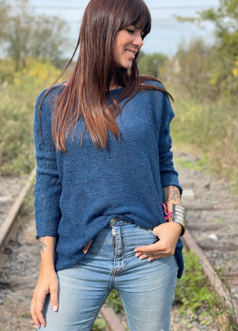 Sweater Basico Oversize Azul Aero - comprar online