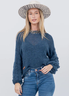 Sweater Manga Globo Azul Aero - comprar online