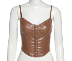 Cropped corset couro