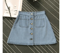 Saia cintura alta jeans - Baby Black Shop