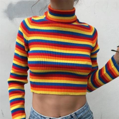 Cropped rainbow manga longa (encomenda)