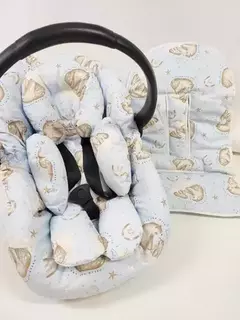 Set X3 Funda De Huevito + Reductor + Colchon Para Coche Bebe Bear Celeste