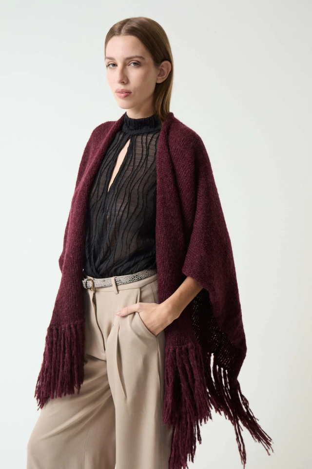 ruana snowdrop bordo - handmade - comprar online