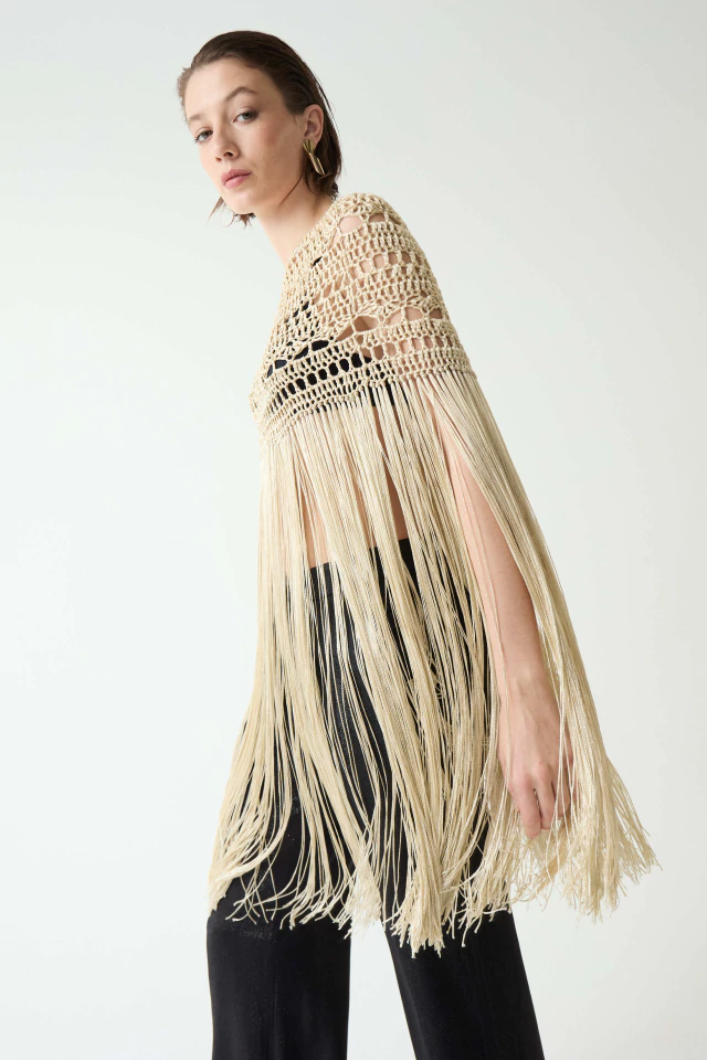cuello snowdrop seda champagne - handmade - comprar online