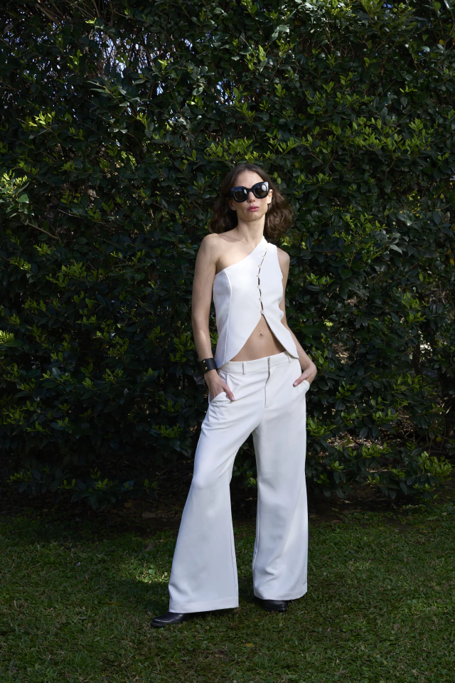 Pantalón sastrero Sakura off white de ANNE BA — imagen 4
