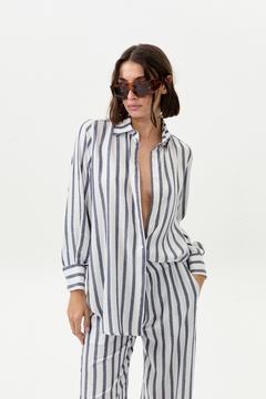 CAMISA DUBAI RAYAS MARINO