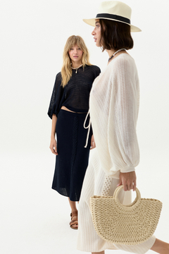 FALDA PUNTA TEJIDA NEGRO - comprar online