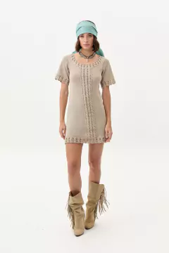 VESTIDO PUNTA TEJIDO ARENA