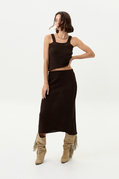 TOP PUNTA TEJIDO CHOCOLATE - comprar online