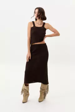 TOP PUNTA TEJIDO CHOCOLATE - comprar online