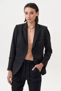SACO MILAN LINO NEGRO - comprar online
