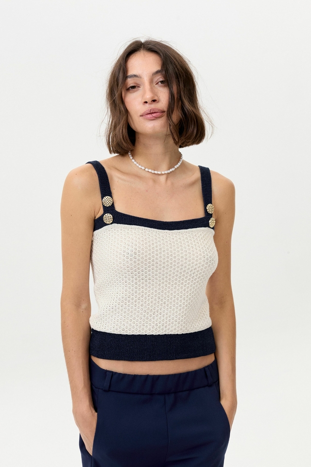 TOP TEJIDO CANNES MARINO - HANDMADE