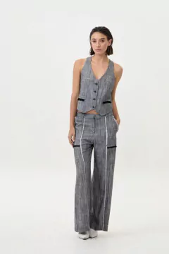 PANTALON MILAN ANCHO GRIS BICOLOR