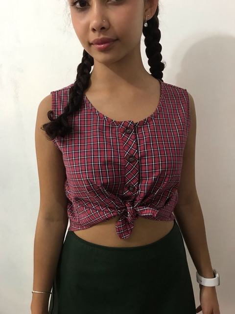 Mini blusa com botões e nó na frente - comprar online