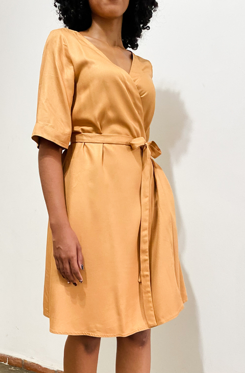 vestido transpassado, com bolsos, decote v - magali - comprar online