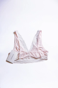 CORPIÑO ROSA CON ENCAJE BLANCO FREE PEOPLE - comprar online