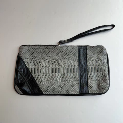 CARTERA SOBRE CROCO GRIS Y NEGRO