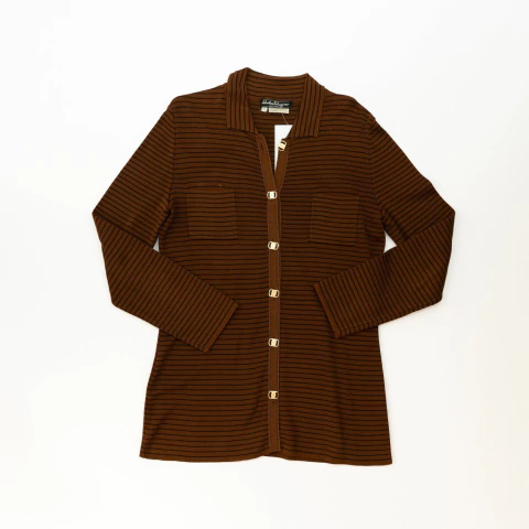 REMERA MANGA LARGA MARRON RAYADA SALVATORE FERRAGAMO