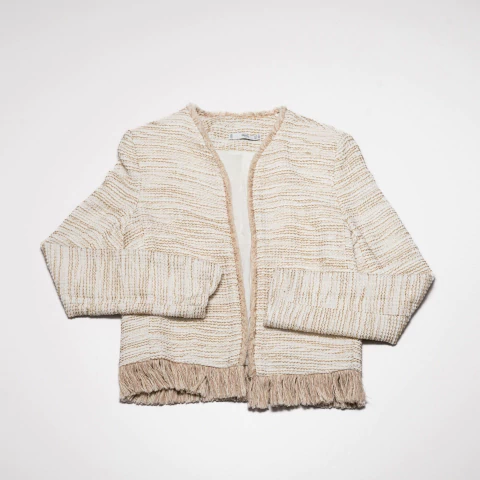 SACO BEIGE ABIERTO CON BLANCO MANGO SUIT