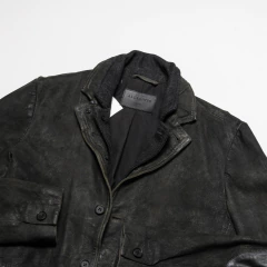 CAMPERA GASTADA CUERO CON LANA GRIS ALL SAINTS - comprar online