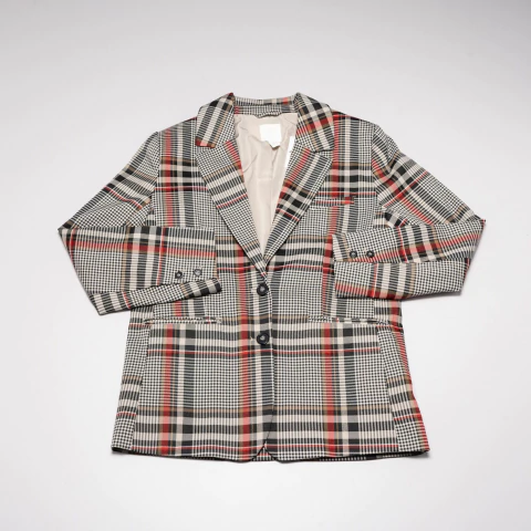 BLAZER CUADRILLE B&W CON ROJO H&M