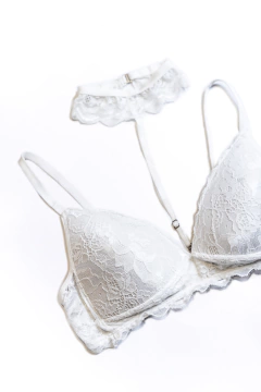 CORPIÑO BLANCO ENCAJE CON CUELLO - comprar online