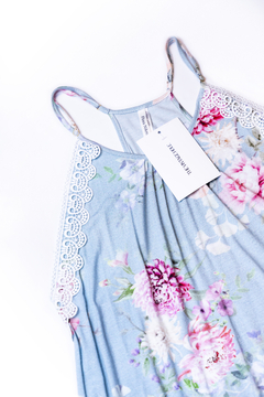 MUSCULOSA CELESTE FLORES FLORA NIKROOZ - comprar online