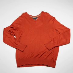 SWEATER EN V LADRILLO LINO Y SEDA BANANA REPUBLIC