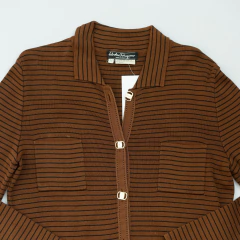 REMERA MANGA LARGA MARRON RAYADA SALVATORE FERRAGAMO - comprar online