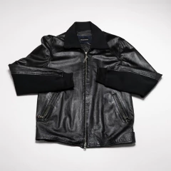 CAMPERA NEGRA CUERO OVEJA ROCHAS
