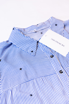 CAMISA RAYADA AZUL Y BLANCA CON ESTRELLAS - The Vintage Hole